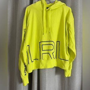Ralph Lauren sweatshirt with hoodie. Had writing down the side.
